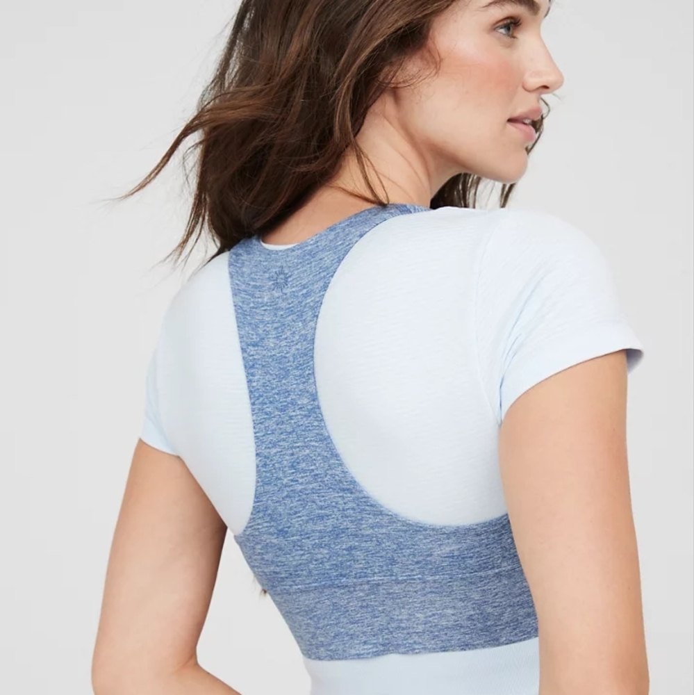 Aerie Blue and White Sports Bra - Picture 2 of 5